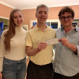 Emily, Ted and Luca with a donation to the Audrey Hepburn Children&#039;s Fund